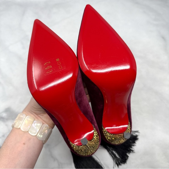 NEW Christian Louboutin Hot Chick Kiss Swarovski Crystal Velvet Pointed Toe Heel - Picture 11 of 16